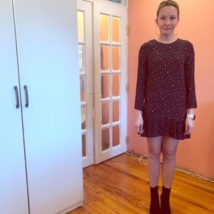 Zara mini dress. Cutest car pattern. Navy blue.